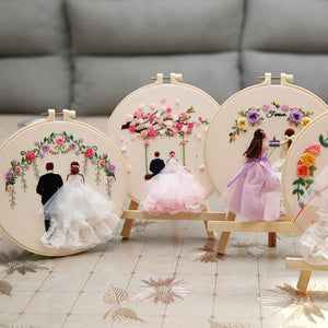 DIY Embroidery Kit Bride Printed Pattern for Beginner Cross Stitch Needlework Hoop Handmade Sewing Art Craft Wedding Gift