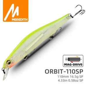 MEREDITH ORBIT-110SP Orbital Magnetic System Top Fishing Lures Minnow Wobbler Quality Fishing Tackle Hooks For Fishing