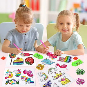 5D Diamond Painting Stickers Kits for Kids Fun DIY Unicorn and Ice-Cream Mosaic Stickers Creative Arts Crafts Set Handmade Gifts