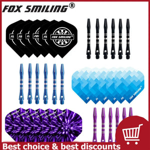 Fox Smiling 41mm Aluminium Dart Shafts And Darts Flights Set Dardos Feather Leaves Dart Accessories Set For Dartboard Games