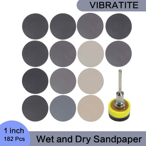 1 Inch 182 Pcs Wet and Dry Sandpaper with 3 mm Shank Sanding Pad Foam Interface Pad for Buffing and Polishing Fiberglass