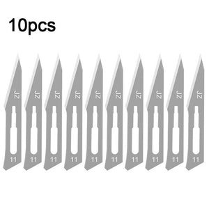 10pcs 11# 23# Carbon Steel Surgical Scalpel Blades with Handle Engraving Craft Knives Cutter Graver Screen Film DIY Cutting Tool