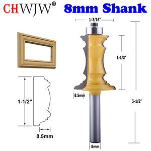 CHWJW 1pc 8mm Shank 1-1/2" Miter Frame Molding Router Bit Line knife Door knife Tenon Cutter for Woodworking Tools