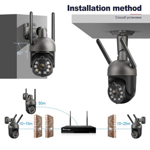 Techage 3MP PTZ Wireless CCTV System Two Way Audio WIFI IP Security Camera 8CH P2P NVR Video Surveillance Kit Human Auto Track