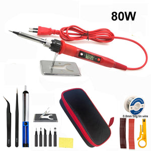 80W Digital Electric Soldering Iron 220V 110V Temperature  Adjustable LCD display Solder welding iron tool kit  Tips 60W/80W