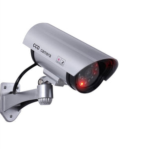 Smart Dummy Surveillance Camera Indoor/Outdoor Waterproof Fake CCTV Security Camera Bullet with Flashing Red LED Light Monitor