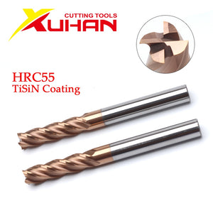 HRC55 Carbide End Mill 1 2 4 5 6 8 10 12mm 4Flutes Milling Cutter Alloy Coating Tungsten Steel Cutting Tool CNC maching Endmills