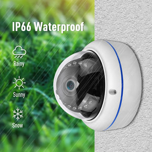 Hamrolte 8MP 4K ONVIF IP Camera Vandal-proof Waterproof Outdoor Dome POE Camera System Audio Record Motion Detection H.265