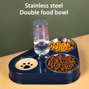 500ML Dog Bowl Cat Feeder Bowl With Dog Water Bottle Automatic Drinking Pet Bowl