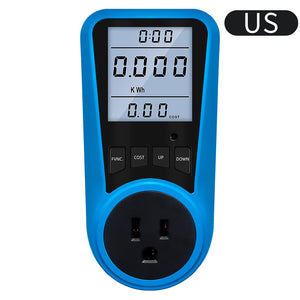 EU Plug Socket Digital Current Meter Voltmeter AC Power Meter Time Watt Power Energy Tester Wattmeter US UK AU FR BR IT Plug