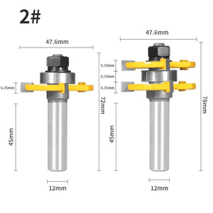 YUSUN 2PCS  47MM Cove 1-7/8 T&G ASSEMBLY Cutter Router Bit Woodworking Milling Cutter For Wood Face Mill