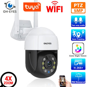 5MP Smart Life Wifi IP Security Camera Set Outdoor Street Tuya Mini Wireless CCTV PTZ Camera Video Surveillance System 2K IP Cam