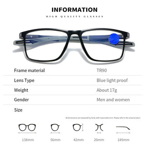 TR90 Sport Reading Glasses Ultralight Anti-blue Light Presbyopia Eyeglasses Women Men Far Sight Optical Eyewear Diopters To +4.0