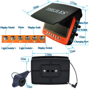 THEJLES HD 1000 Line Ice Fishing Underwater Camera 4.3 Inch IPS Screen Fish Finder With 8 Infrared Lights Can Turn ON/OFF