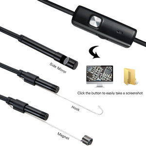 Mini Endoscope Camera Waterproof Endoscope Adjustable Cord 6 LEDS 7mm Android Type-C USB Car Inspection Camera Pipe Inspection
