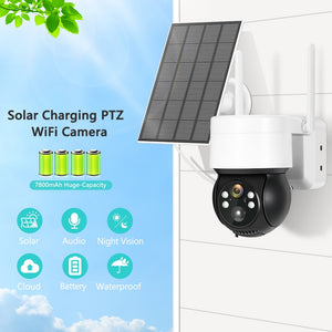1080P WiFi Solar Camera Outdoor Night Vision PTZ IP Camera With Solar Panel Recharge Battery 2MP CCTV Video Surveillance Cameras