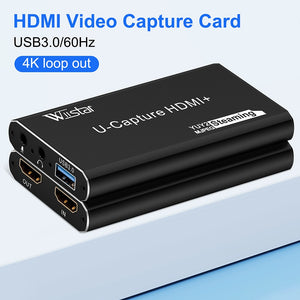 USB3.0 HDMI Video Capture Card 1080P@60Hz HDMI Loopout 4K30Hz Game Recording Live Streaming USB3.0 Video Grabber for PS4 Camera