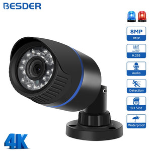 BESDER 4K 8MP 5MP HD H.265 IP Camera 3MP 1080P P2P AI Motion Detection IR Night Vision 48V POE Video Surveillance Outdoor Camera