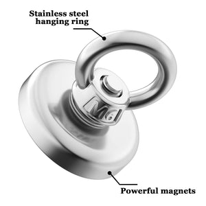 Super Strong Neodymium Magnets N52 Iman Ima Magnetic Fishing Magneat with Countersunk Hole Eyebolt for Salvage Magnetic Fishing