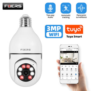 Fuers IP Camera 3MP E27 Bulb Full Color Wifi Indoor Mini Tuya Smart Home Surveillance Camera Security Baby Monitor Video Pet Cam
