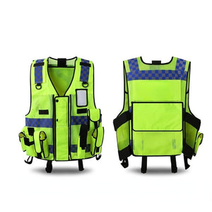 Reflective Vest Multi-bag Construction Site Building Safety Protection Vest Fluorescent Clothes Jacket Glow In The Dark Tape