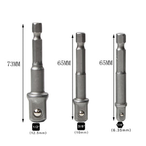 Drill Socket Adapter Impact Drill Extension Bits Socket Adapter 1/4'' 3/8'' 1/2'' Square Head 1/4'' Hex Shank Drill Tools Kit