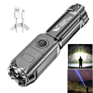 Portable USB Rechargeable Flashlight Strong LED Night Lights Zoom Highlight Light Outdoor Camping Night Fishing Lighting Tools