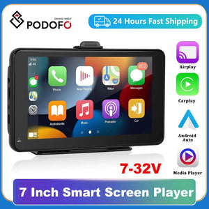Podofo Universal 7'' Car Radio Multimedia Video Player Wireless Carplay And Wireless Android Auto Touch Screen For Nissan Toyota
