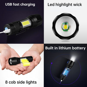 Zoom Focus Mini Led Flashlight Built In Battery XP-G Q5 Torch Lamp Lantern Work Light rechargeable Mini Flashlight Camping Light