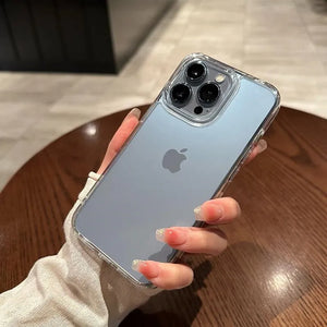 Transparent Shockproof Hard Acrylic Case For iPhone 15 14 13 12 Mini 11 Pro XS Max X XR 7 8 Plus SE 2 Soft Silicone Bumper Cover