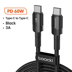 Toocki 100W USB C To Type C Cable PD Fast Charging Charger Cable Data Cord For Macbook Huawei Xiaomi POCO Samsung USB-C Cable 3M
