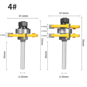 YUSUN 2PCS  47MM Cove 1-7/8 T&G ASSEMBLY Cutter Router Bit Woodworking Milling Cutter For Wood Face Mill